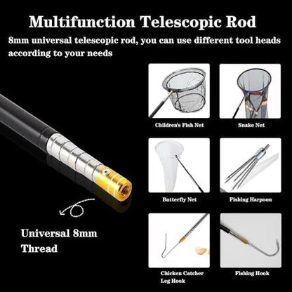Snake Hook Reptile Catcher Stick Tongs Rattlesnakes Grabber Pick-up Handling Tool Kit for Catching Controlling or Moving Python Copperhead 22" 64" Adjustable (Small Snake Hook - Black)
