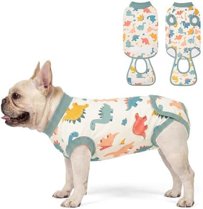 cyeollo Dog Surgery Recovery Suit Surgical Dog Onesie, Dinosaur, L