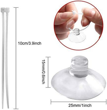 FEBSNOW Aquarium Suction Cups with Ties, Fish Tank Plant Holders