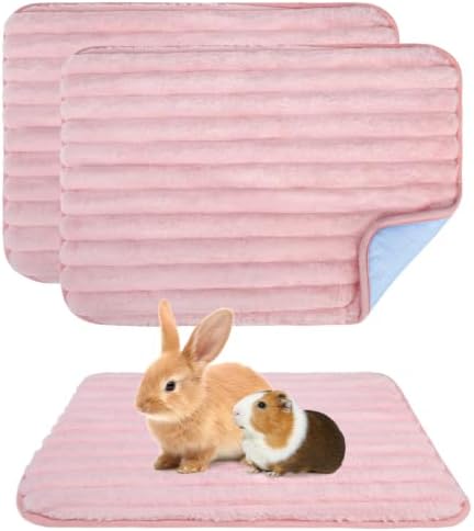 Homimp Guinea Pig Bed, 2 Pack Waterproof Reusable Small Animal Bed, Washable & Anti Slip Small Animal Beds for Indoor Rabbit Hamster Squirrel Hedgehog Chinchilla Ferret, 16"x24" Pink