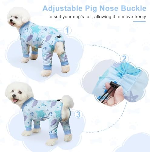 Bienbee Dog Pajamas, 4 Pack Adjustable Onesies for Small to Large Dogs L