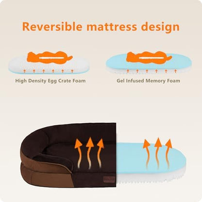 Dwanton Orthopedic Waterproof XX-Large Dog Bed Sofa, Gel Memory Foam, 48"