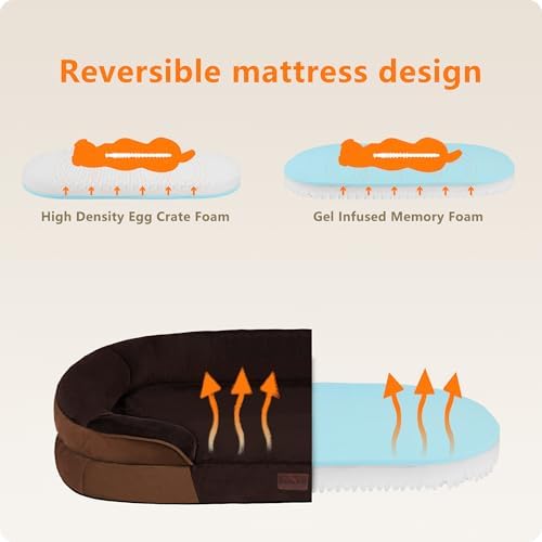 Dwanton Orthopedic Waterproof Medium Dog Bed Sofa, Gel Memory Foam, 28"