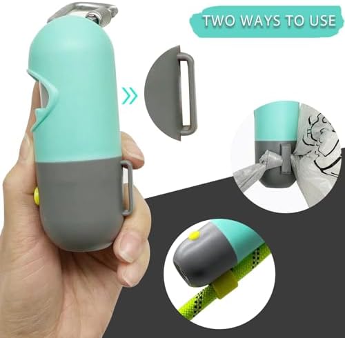 YUCHIYA Dog Poop Bag Holder Dispenser with LED Flashlight(Crystal Blue)