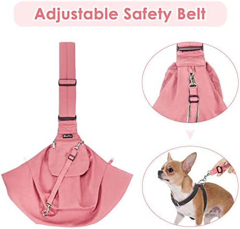SlowTon Dog Carrier Sling - Thick Padded Shoulder Strap Adjustable, Peach M