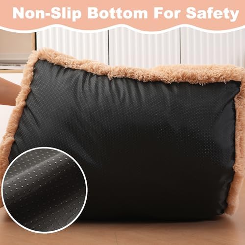 Bedfolks Plush Waterproof Dog Crate Bed, Removable Washable Cover, Faux Fur Pad for Medium Dogs, 29"x21", Camel