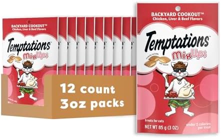 Temptations MixUps Crunchy and Soft Cat Treats, Cookout Flavor, 3 oz, 12pk