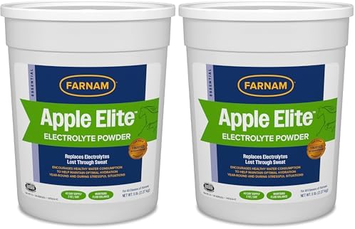 Farnam Apple Elite Horse Electrolyte Powder, Replaces Minerals Lost in Sweat During Exercise, Extreme Weather & Stressful Conditions, 5 lb., 40 Day Supply (Pack of 2)