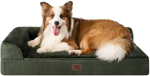 EHEYCIGA XL Dog Bed Memory Foam for Crate, Extra Large Dog Bed Orthopedic with Washable Removable Cover, Waterproof Pet Sofa Couch XLarge Size Dogs, 41x27x6.5, Dark Green