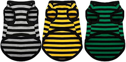 Paiaite 3 Pieces Dog Striped Shirt Dark Color Cotton Sleeveless Puppy Shirts Breathable Pet Apparel Tank Top Colorful Puppy Sweatshirt Clothes for Small Medium Dogs XXL