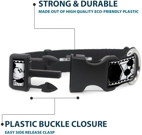Buckle-Down Mickey Standing Pose Film Strip White/Black Plastic Clip Collar, Medium/11-17"