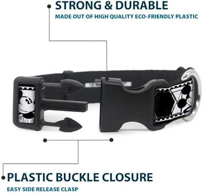 Buckle-Down Mickey Standing Pose Film Strip White/Black Plastic Clip Collar, Medium/11-17"