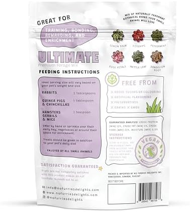 Forage Mix,100% All Natural Botanical Herb Treat for Rabbit Hamster Guinea Pig Chinchilla Chicken Gerbil Degu & Other Small Animals (Ultimate Forage Mix 30g)