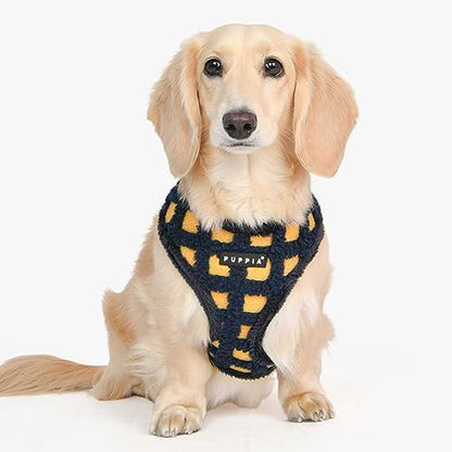 Puppia Stefan Dog Harness Over-The-Head Warm Winter Tumbling Waffle Pattern Adjustable Chest for Small and Medium Dog, Navy, Large