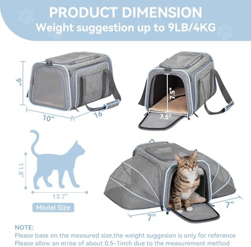 Petsfit Small Double Expandable Cat Carrier for Kittens and Air Travel