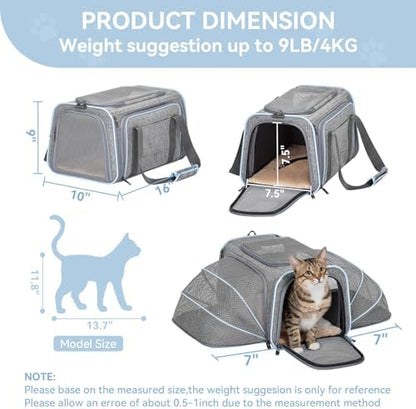 Petsfit Small Double Expandable Cat Carrier for Kittens and Air Travel