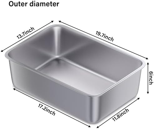 Stainless Steel Litter Box, Large Metal Litter Box 2 Pack