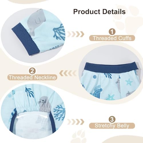 Bienbee Dog Pajamas, 4 Pack Adjustable Onesies for Small to Large Dogs XS