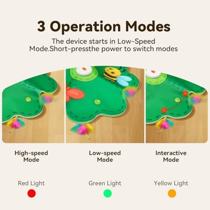 FEELNEEDY Rechargeable Cat Toys, 2 in 1 Hide and Seek Game Interactive Cat Toy, Movable LED Red Dot, Concealed Feathers, Durable Exercise Toys for Indoor Cats, Bored Adult Cats Wand Toy, Green