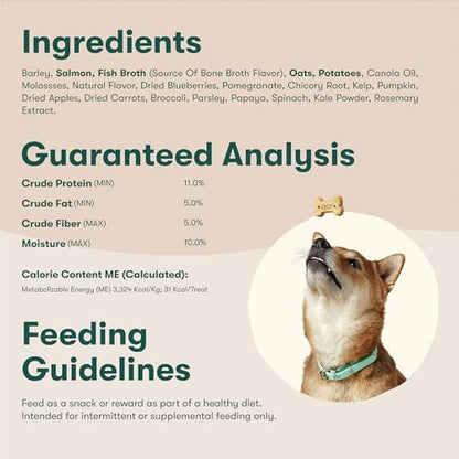Jinx Dog Biscuits, Oven-Baked Dog Treats with Salmon Bone Broth, 16oz