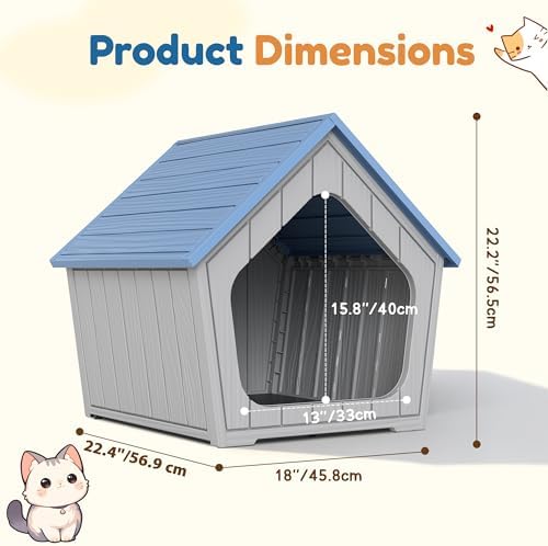 Cat Litter Box Enclosure, Resin Outdoor Litter Box with Air Holes, Cat Houses for Outdoor Cats, Wide Opening Design for Easy Cleaning, Blue