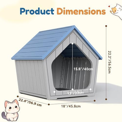 Cat Litter Box Enclosure, Resin Outdoor Litter Box with Air Holes, Cat Houses for Outdoor Cats, Wide Opening Design for Easy Cleaning, Blue