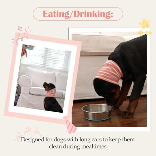 Nanaki Calming Hoodie Dog Grooming Ear Cover Anxiety Relief-No Shake Dog Ear Wrap Hematoma, Striped Head Wrap Snoods for Noise Protection, Bath, Fireworks, Thunderstorm, Blow Drying, Warm-Keeping