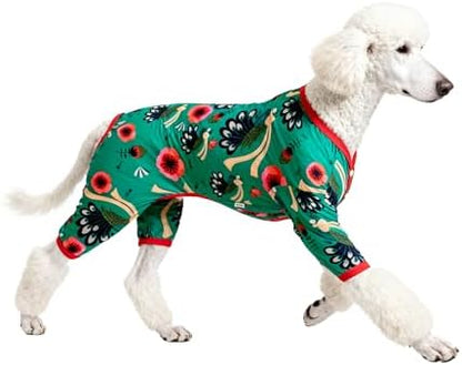 LovinPet Dog Clothes Large Breed XXL, Turquoise Peacock Prints, Green, 2XL