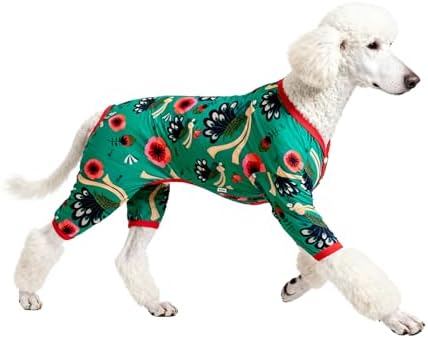 LovinPet Dog Clothes Large Breed XXL, Turquoise Peacock Prints, Green, 2XL