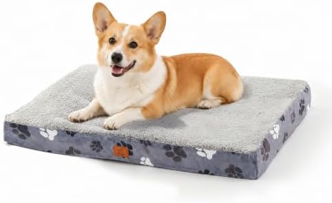 35"x22" Orthopedic Dog Bed for Crate Sherpa Pet Bed, Dark Grey