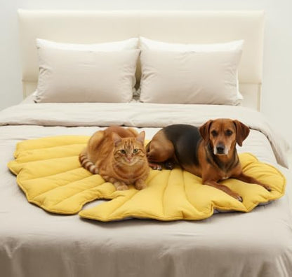 Letalong Extra Large Leaf Shaped Dog Blanket 50x45'', Soft Plush Puppy Bed Mat for Small Medium Large Dogs, Machine Washable Pet Throw for Couch, Sofa & Furniture Protection, Durable & Cozy