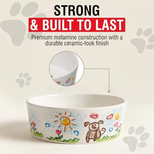 Loving Pets Dolce Moderno Dog Bowl – Modern Melamine Dog Food Bowl & Dog Water Bowl – Durable, Non-Slip Pet Dish for Small & Medium Dogs – Dishwasher Safe Dog Bowl (Large, 47 oz)