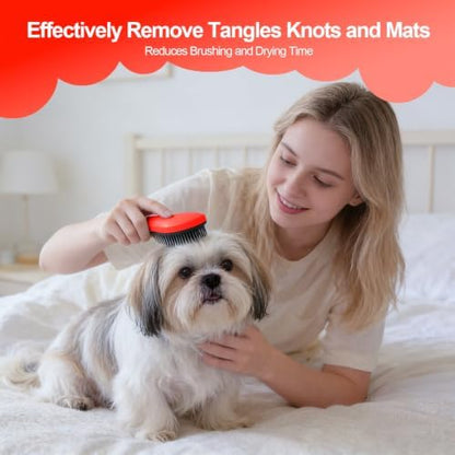 Small Dog Brush, Skin-friendly Soft Bristles (Orange)