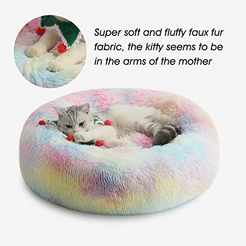 Western Home Calming Donut Small Medium Pet Dog Bed Washable,27" Rainbow