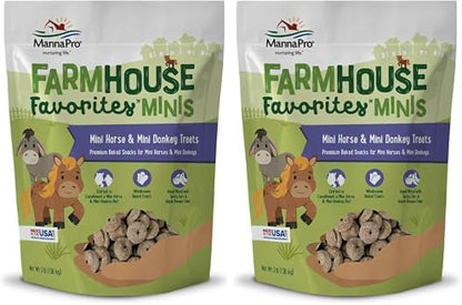 Manna Pro Farmhouse Favorites Mini Horse & Mini Donkey Treats –Baked Snack for Mini Horses & Mini Donkeys – Hand Mixed Treat – Oats, Apple & Banana Flavored – 3lb Bag (Pack of 2)