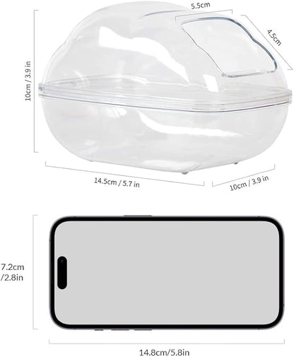 Hamster Small Animal Sand Bath Box Bathtub Critter's Bathroom with Bath Sand and Scoop Accessories for Mice Hedgehog Lemming Gerbils or Other Small Pets (Medium)