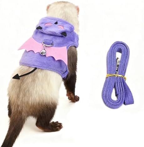 Small Animal Harness and Leash Set, Adjustable Escape Proof Ferret Harness Vest for Adult Ferret, Meerkat, King Squirrel & Fancy Rat, Soft Comfortable Pet Walking Harness with Leash