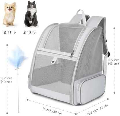 Cat Backpack Carrier, Large Mesh Dog Backpack Carrier for Small Pet