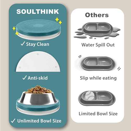 SoulThink® Ant Proof Cat Dog Bowl Tray - New Innovation Anti Ant Pet Food Dish Indoor No Chemical No Water Needed Different from Traditional Trap (Turquoise Green)