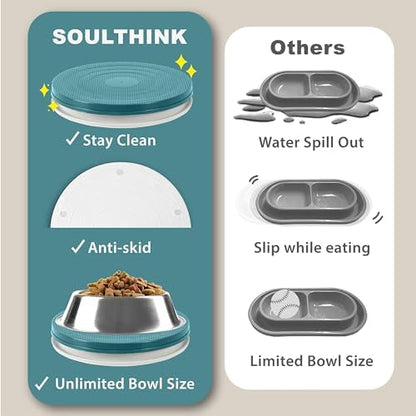 SoulThink® Ant Proof Cat Dog Bowl Tray - New Innovation Anti Ant Pet Food Dish Indoor No Chemical No Water Needed Different from Traditional Trap (Turquoise Green)