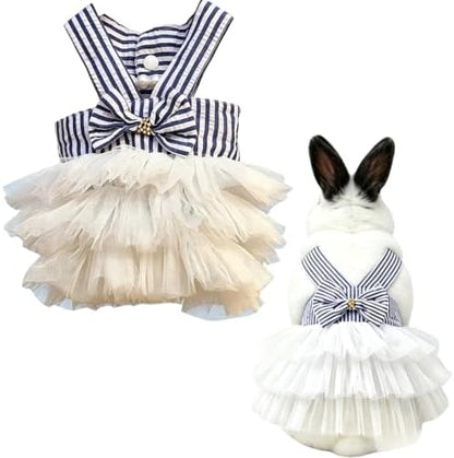 Bunny Dress Rabbit Tutu Skirt Holiday Outfit for Ferret (White,L)