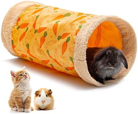 Rabbit Hideout Tunnel, Soft Fleece Foldable Bunny Tube Nest Indoor