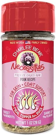 Charlee Bear Freeze Dried Pork Dog Food Topper, Skin & Coat, 1 oz