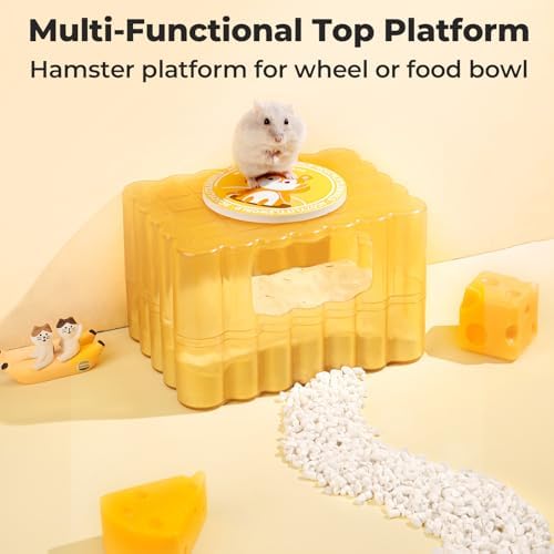 mini&moe Hamster Sand Bath Container - Small Animal Bathroom Shower Room & Corner Digging Box Toilet with Cleaning Scoop Rat Dust Bath House for Guinea Pig, Hedgehog, Squirrel