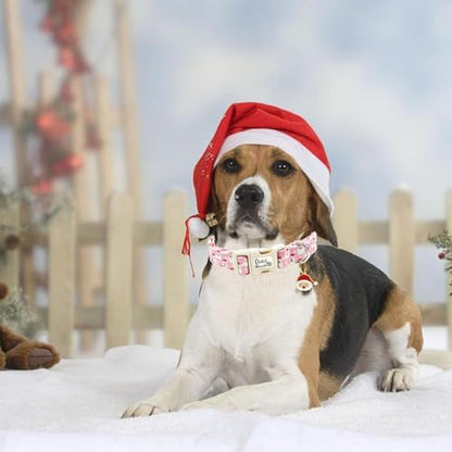 Dog Collars, Christmas Pet Collar Holiday Dog Collar Santa Claus Print Pet Collar Durable Collar Cute Puppy Collar Soft Dog Collars Adjustable Dog Collar for X-Small Dogs