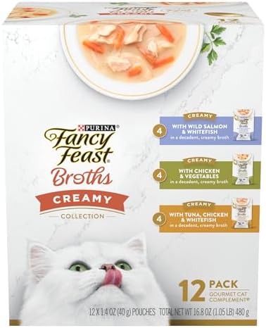 Purina Fancy Feast Broths Creamy Wet Cat Food, 1.4 oz, 12 Pouches