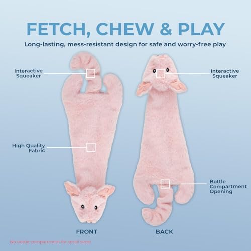 Best Pet Supplies 2-in-1 Stuffless Squeaky Dog Toy - Pig, Small