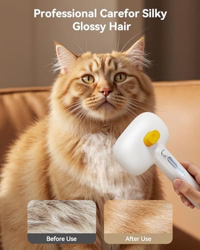 ROJECO 3-in-1 Pet Steam Brush,Spray Hair Removal Detangling Comb