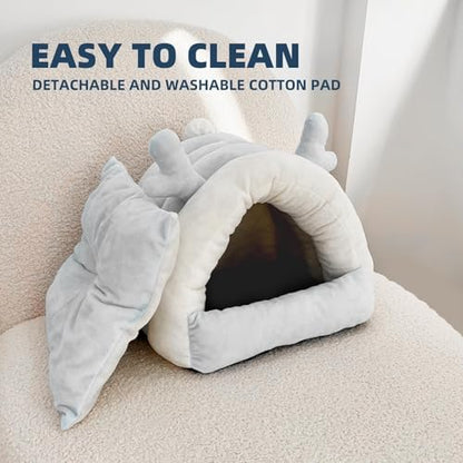 Guinea Pig Hideout, Warm Bed for Guinea Pig,Rabbits, Chinchillas, Guinea Pig Bed, Cozy Small Animal Winter Shelter (Gray, Small)