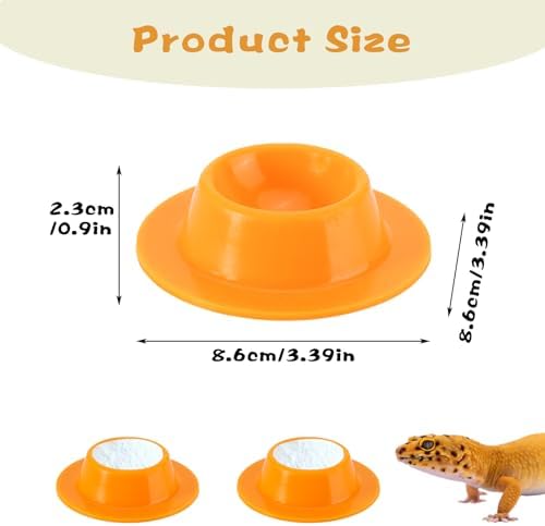 2 Pack Leopard Gecko Food Dish Gecko Calcium Dish Reptile Water Food Bowl Calcium Bowl for Bearded Dragon Lizard Turtle Gecko Jumping Spider